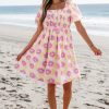 Women's Rose Vibrant Floral Square Neck Puff Sleeve Pleated Flared Midi Dress for Summer - Image 12
