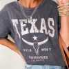Women's Medium Grey TEXAS Steer Head Graphic Oversized T-Shirt - Vintage Mineral Wash - Image 2