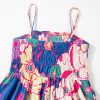 Women's Purple Floral Print Shirred Spaghetti Strap Loose Maxi Dress - Effortlessly Chic Summer Dress - Image 9