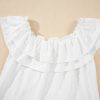 Women's White Off Shoulder Ruffle Knotted Detail Swiss Dot Blouse - Image 13