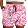 Trendy Women's Pink Leopard Print Casual Shorts with Elastic Waist and Lace-Up Detail - Image 5