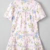 Women's Pink Floral Striped Print Mini Dress with Contrast Trim and Tie Split Neck - Image 6