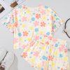 Women's Apricot Floral Print Crop Top and Wide Leg Short Set - Trendy Summer Outfit - Image 5