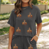 Women's Carbon Grey Western Rodeo Graphic 3D Ribbed Short 2-Piece Outfit - Image 5