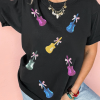 Women's Black Sequined Bow Graphic Tee - Perfect for Country Music Festivals - Image 3