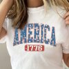 Women's White Independence Day Graphic Tee - AMERICA 1776 Star Print - Image 6
