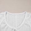 Women's White Textured Half Sleeve Shirt with Snap Button and Drawstring Tie Neck - Image 12