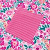 Plus Size Women's Pink Floral Print Corded Patchwork Loose Top - Image 10