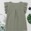 Elegant Laurel Green Flutter Sleeve Lace V Neck Shirt for Women - Image 11