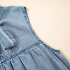 Women's Real Teal Bowknot Neck Sleeveless Ruffled Chambray Mini Dress - Image 9